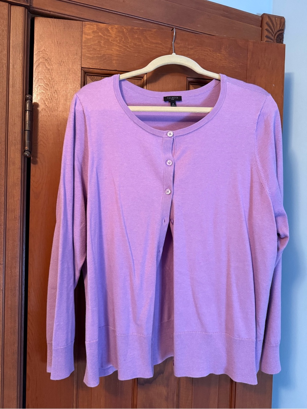 Talbots Lavender Lightweight Button-Front Cardigan